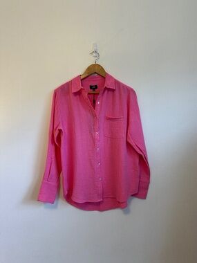 Line The Label NWT Cotton Gauze Long Sleeve Button Down Shirt - Pink | Small